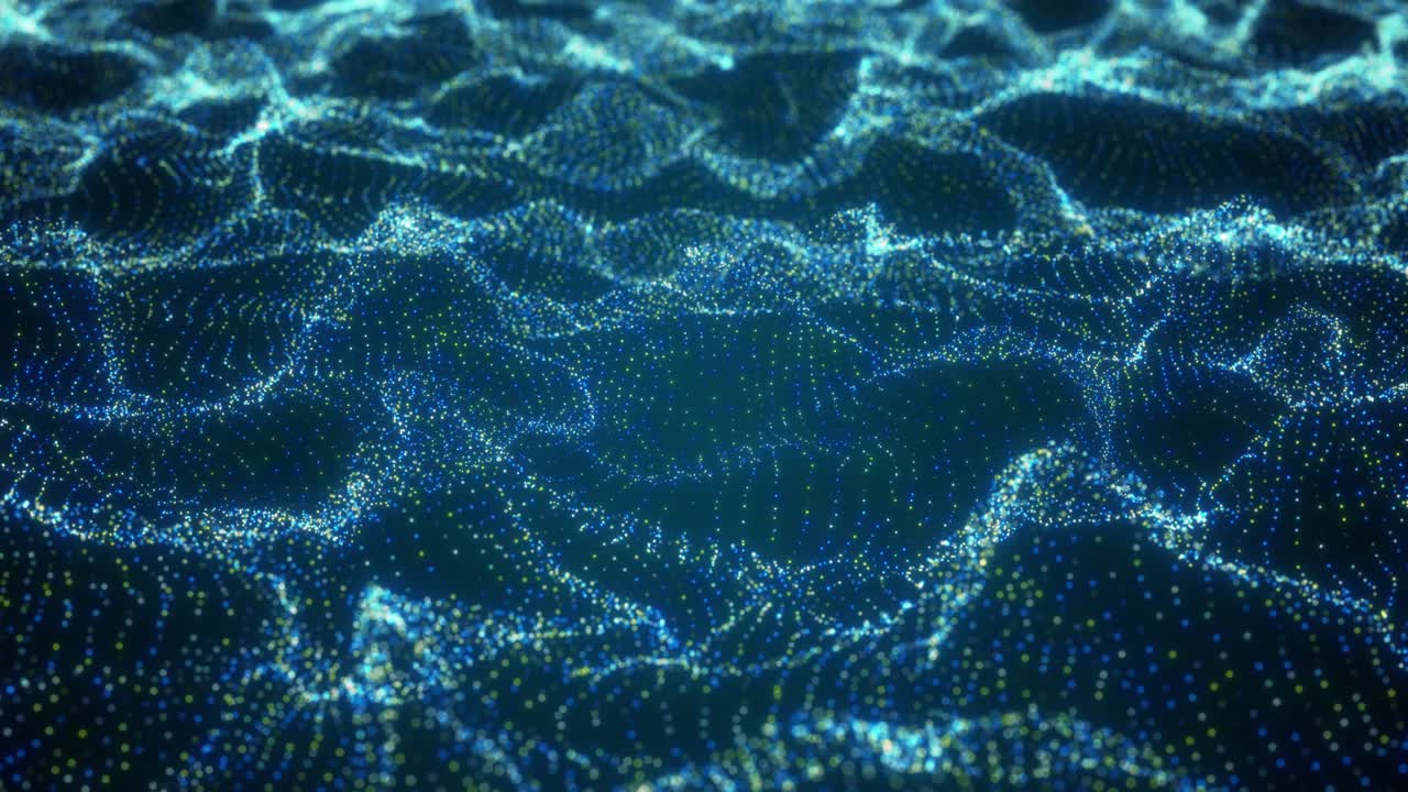 Flowing Digital Circle Particle. Blockchain Technology Concept