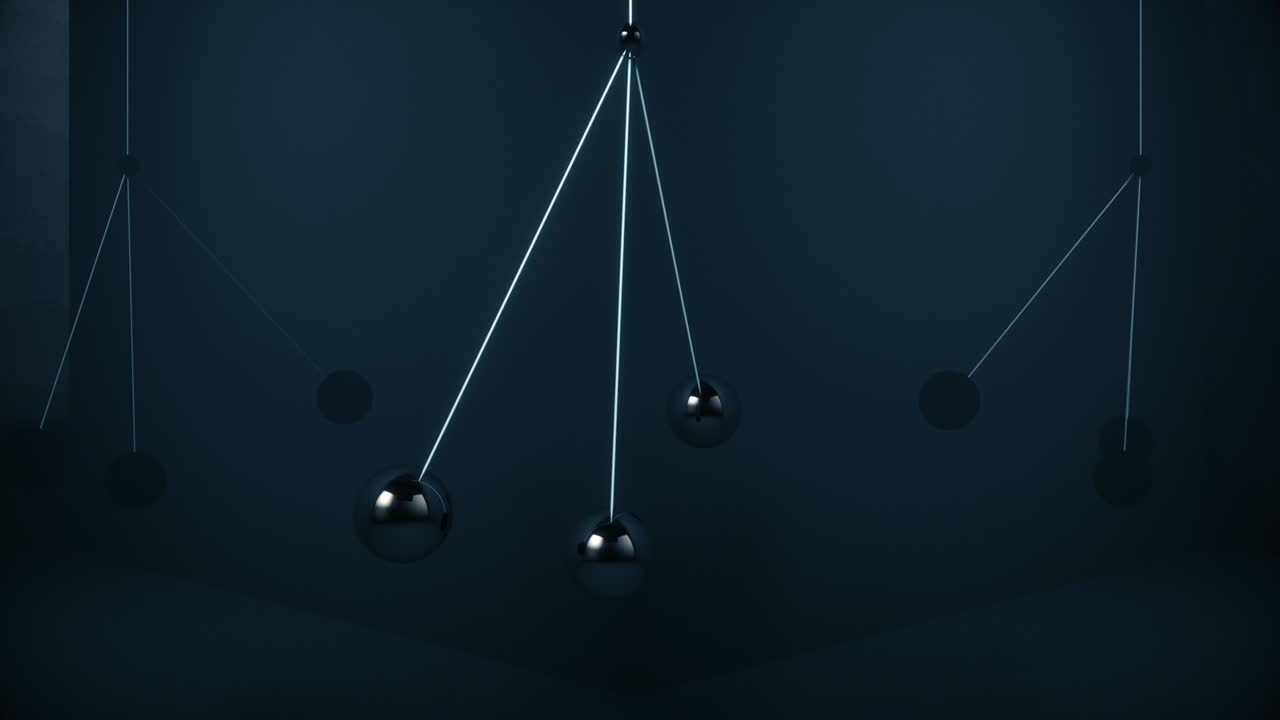 금속 공 들 은 충돌 하지 않고 공중 에서 흔들린다