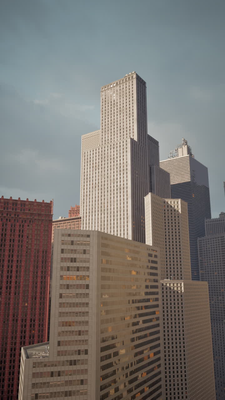 una vista de rascacielos en una ciudad