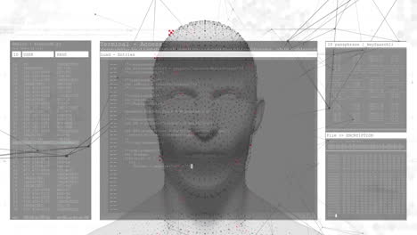 animación del procesamiento de datos sobre humano digital con conexiones