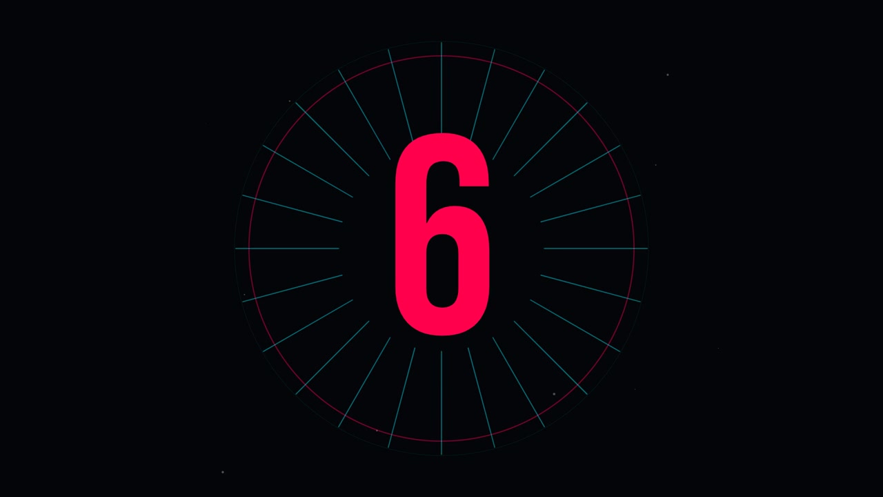 Digital Countdown Timer with Expanding Circular Graphic Elements