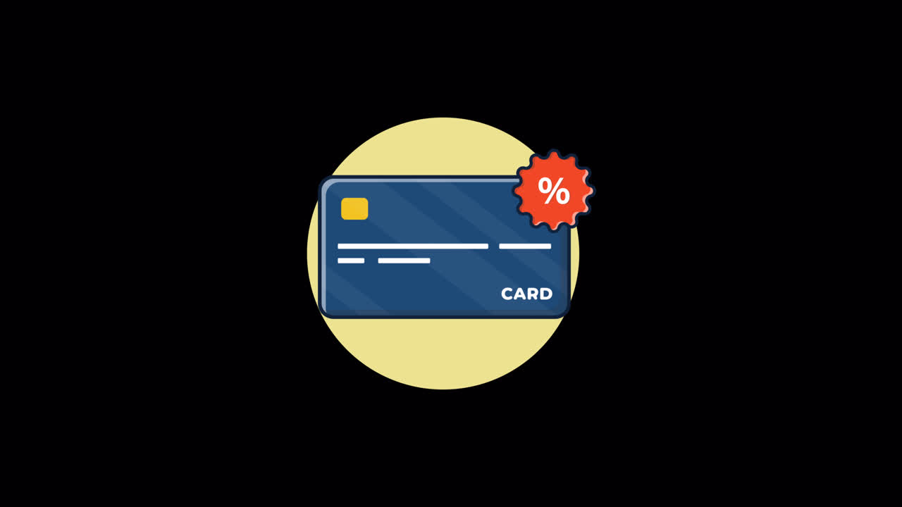 Animated Credit Card with Percentage Discount Symbol