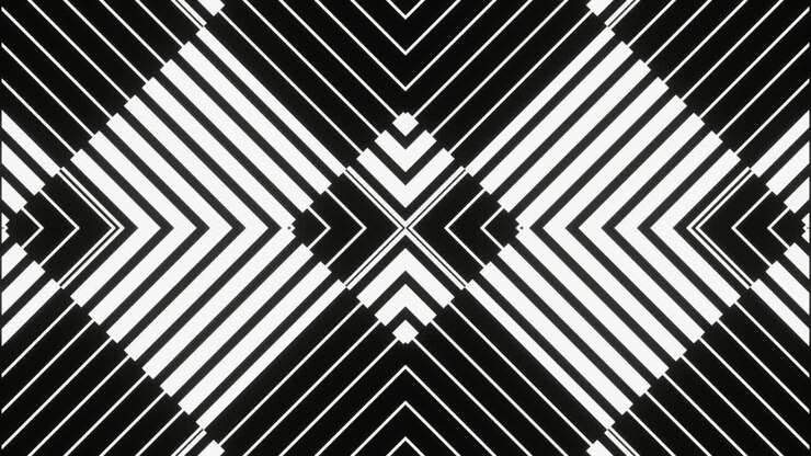 Smooth black and white animation of squares of lines