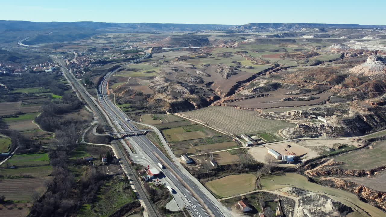 Aerial View of Highway and Rural Landscape