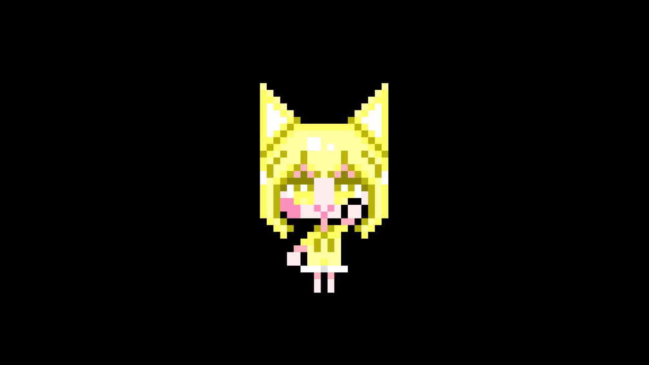 Pixel Cat girl Raising hand short hair Looping animation. 1080p (3).mov