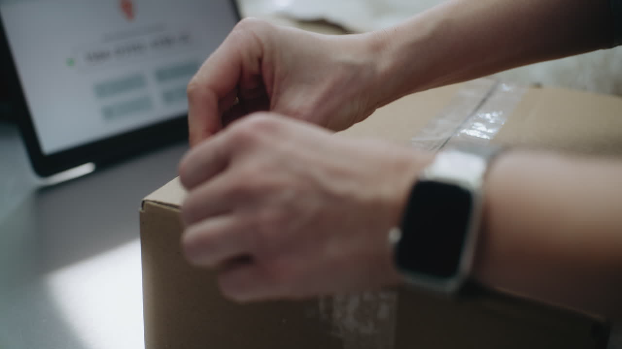 배송을 위해 패키지를 준비하는 것