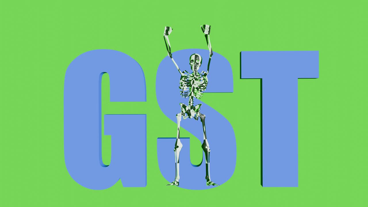 Green screen skeleton having fun with GST font
