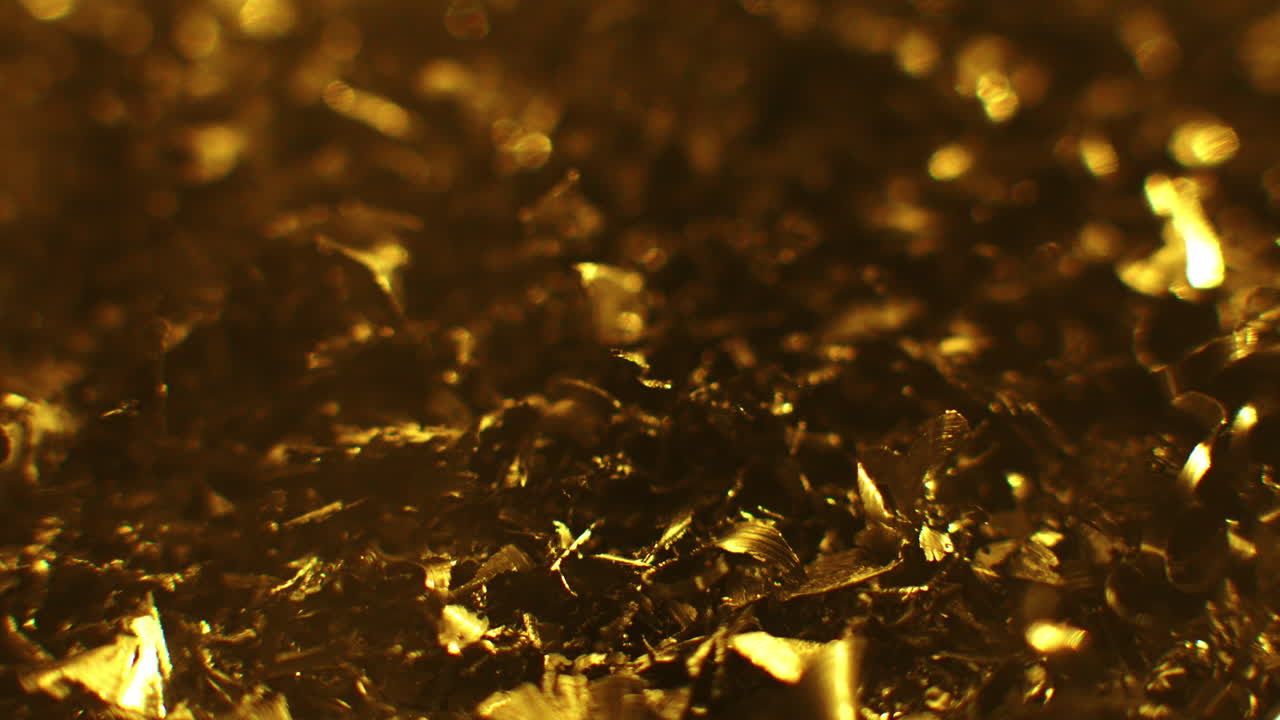 Golden color metal fillings macro shot