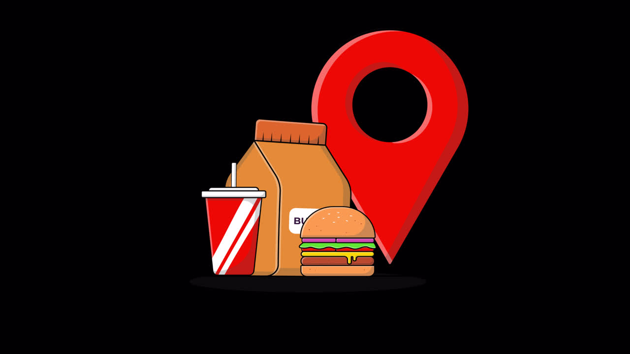 Animated Fast Food Delivery with Location Pin