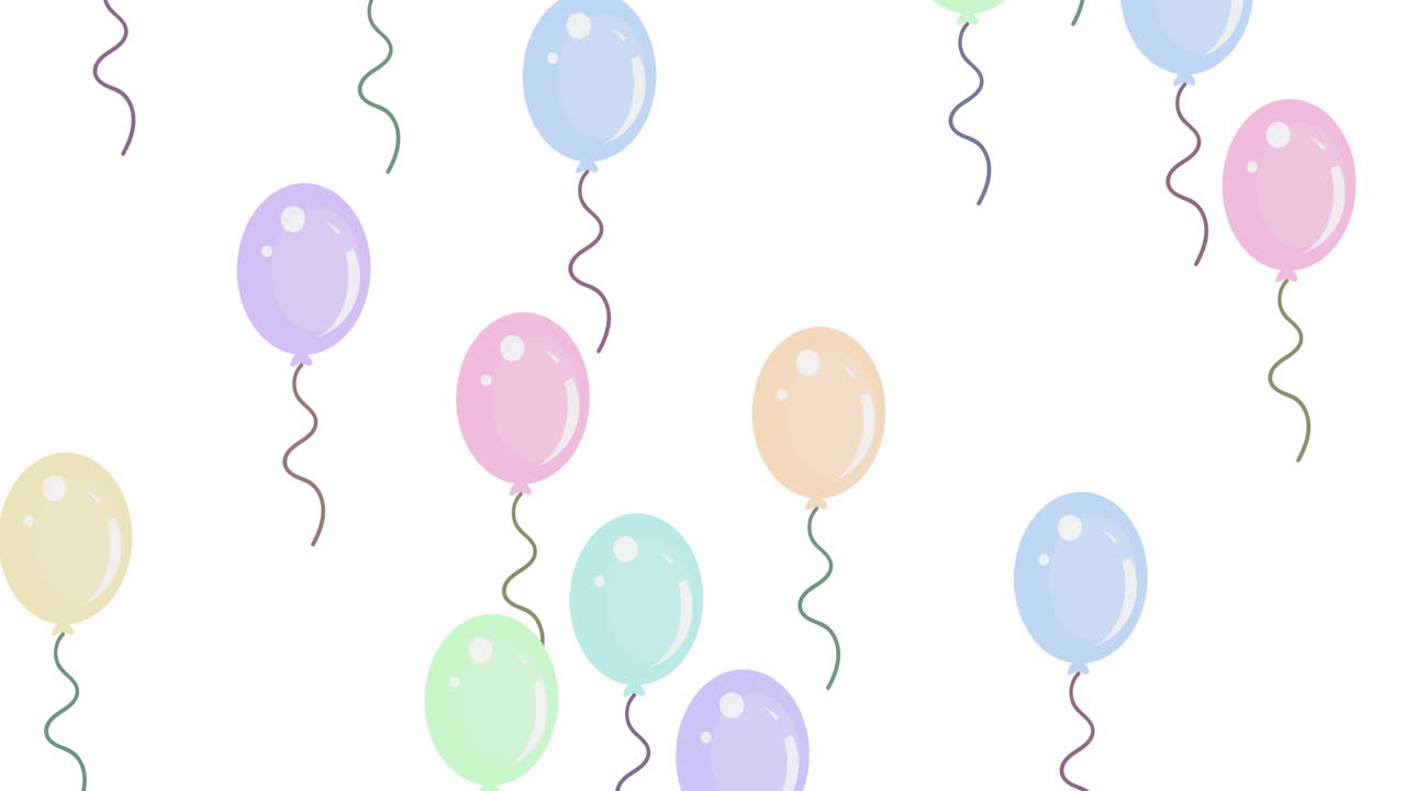 Palloncini multipli in volo su sfondo bianco