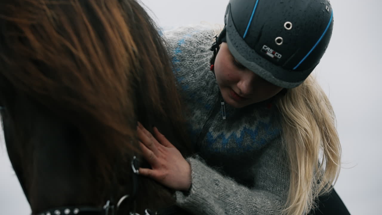 Girl interacting with a horse