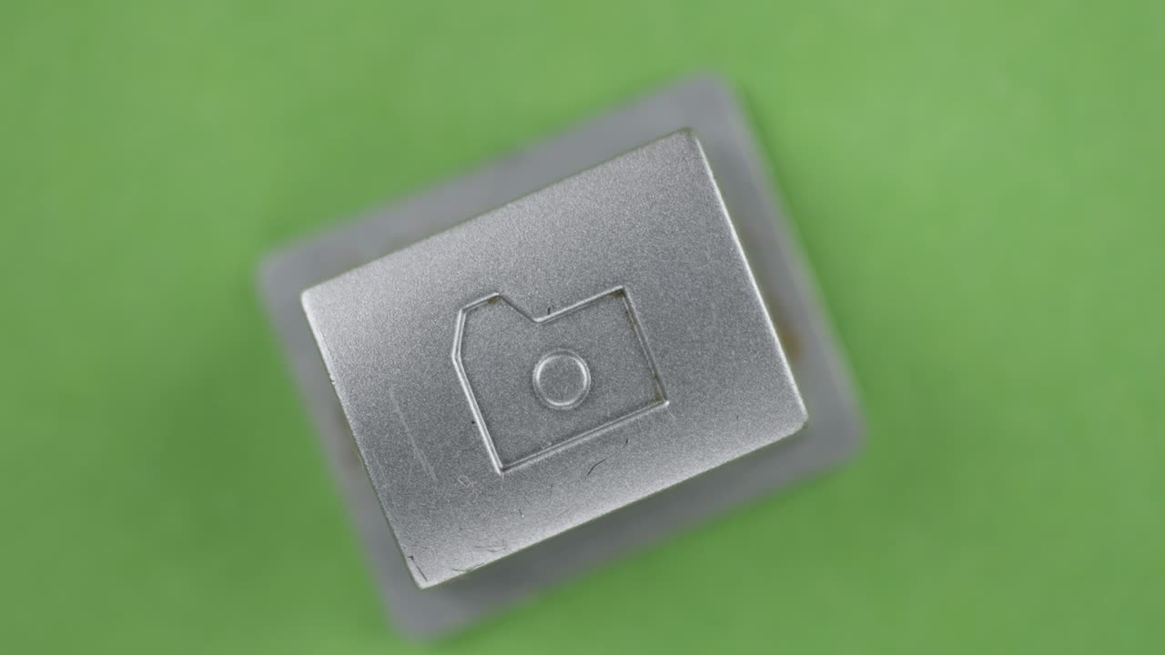 Rotation, button with the CAMERA symbol. Camera icon. Top view. Isolated