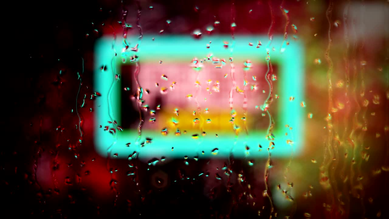 el letrero de neón "libre" se revela a través de las gotas de lluvia