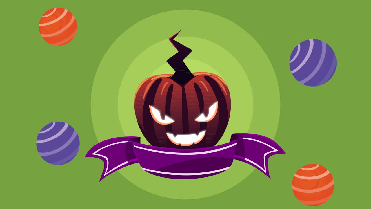 animazione di halloween felice con la zucca