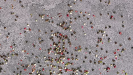 Close-up-video-of-falling-colored-pepper