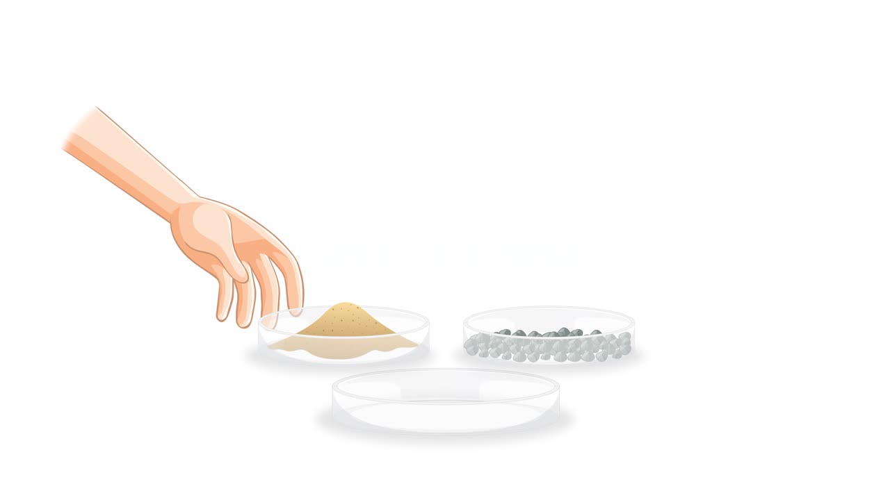 Step-by-step animation of sifting flour in a kitchen