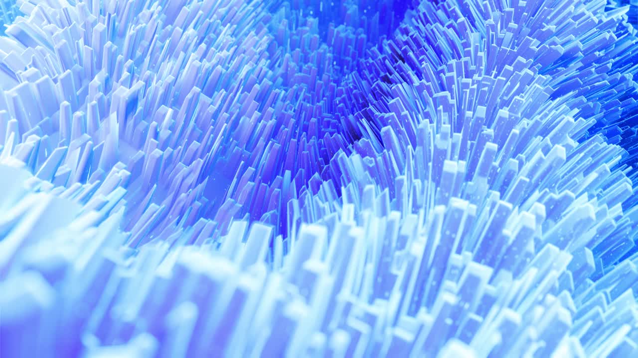 아름답고 추상적인 3d 표면, 반이는 반거리, 추상 3d 파동이 루프로 표면에 달립니다. 파란색 그라디언트, 부드러운 매트 재료, 가운 내부 반이는 부드러운 4k 애니메이션.