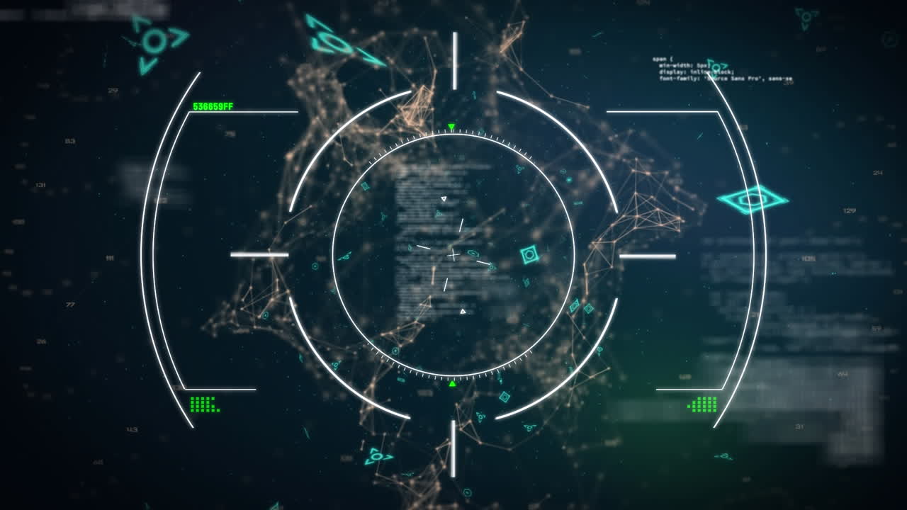 빨간색 웹 연결을 통해 데이터 처리를 하는 원형의 qr 코드의 애니메이션
