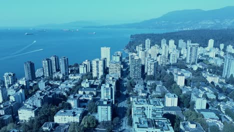 vancouver downtown davie village aerial flyover dense residential community overlooking english bay stanley park most popular apartments right by the beaches in the mountain valley city1-3