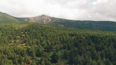 Aerial-Shot-of-Green-Forests-and-Mountains-in-Yamagata,-Japan