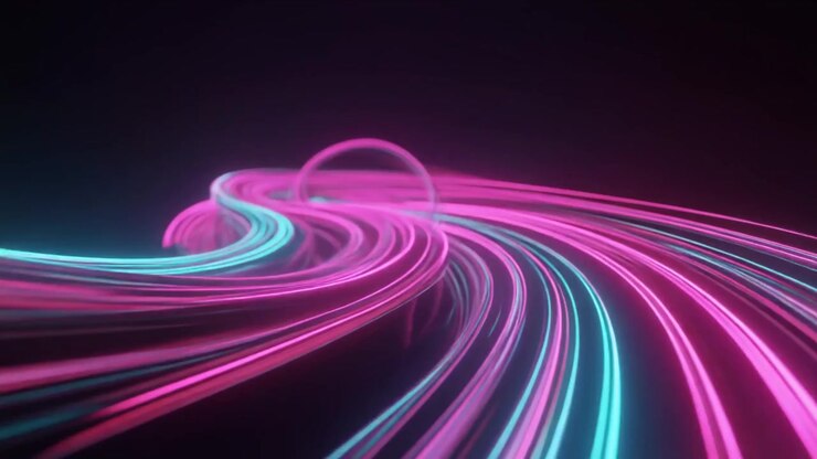 Abstract Motion Background with Glowing Neon Pink and Blue Light Trails