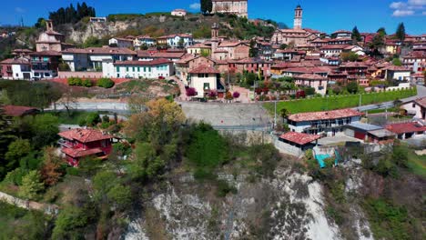 aerial of a beautiful italian mountain town