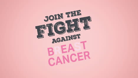 animation of pink ribbon logo and breast cancer text appearing on pink background