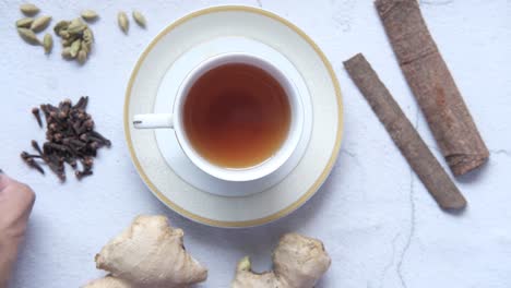 spiced tea with ginger, cinnamon, and cloves