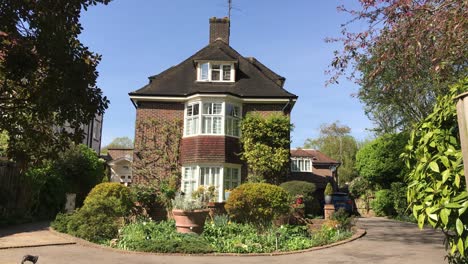 Leafy suburb Hampstead Village Georgian house on Keats Grove in London.