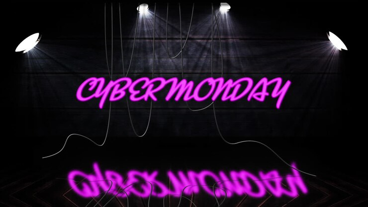 Pink neon Cyber Monday text