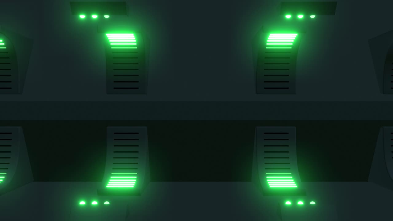 Futuristic Interior with Neon Green Lighting