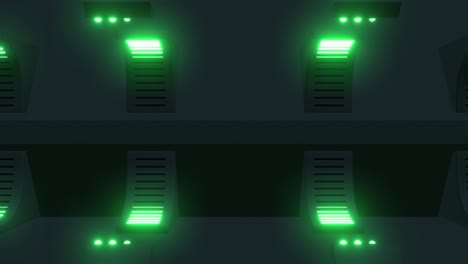 futuristic interior with neon green lighting