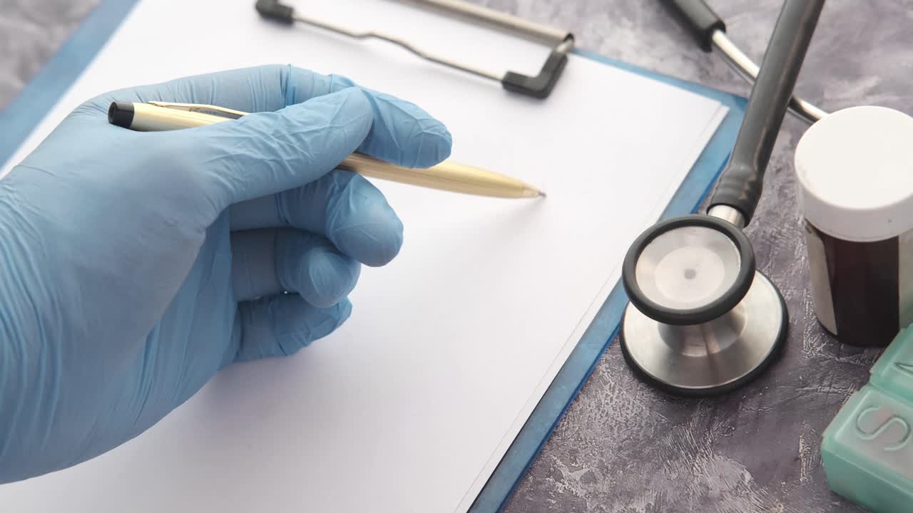 médico escribiendo notas médicas