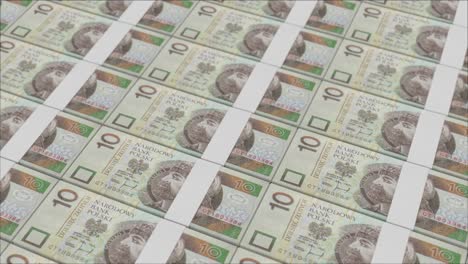 10-Billetes-De-Zloty-Polacos-Impresos-Por-Una-Prensa-De-Dinero