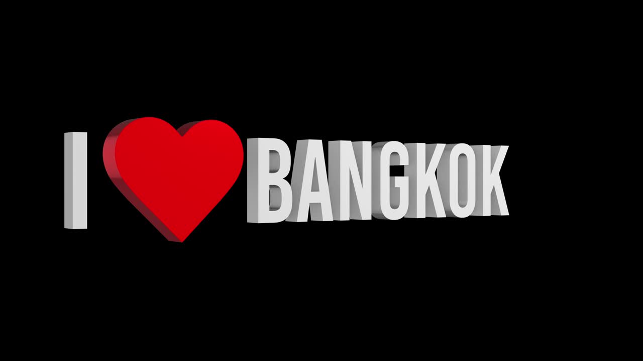 I love Bangkok. Text and heart 3d. Alpha channel