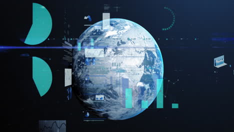 animación de las estadísticas y el procesamiento de datos financieros en todo el mundo