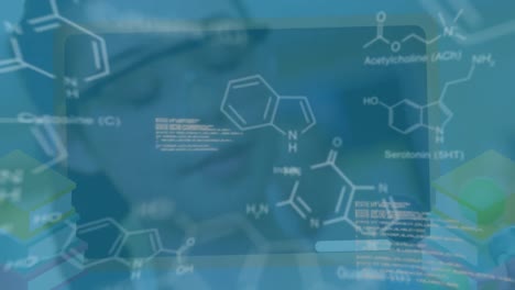 Animación-Del-Procesamiento-De-Datos-Científicos-Sobre-Una-Colegiala-Caucásica-En-Laboratorio