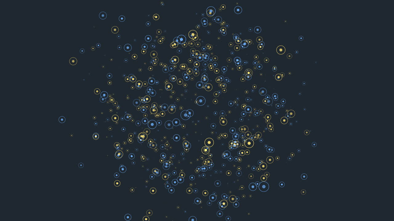 volar anillos de neón y brillos en el espacio oscuro