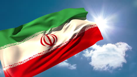 la bandera nacional de irán soplando en la brisa