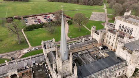 drone footage ashridge house side fly church close up