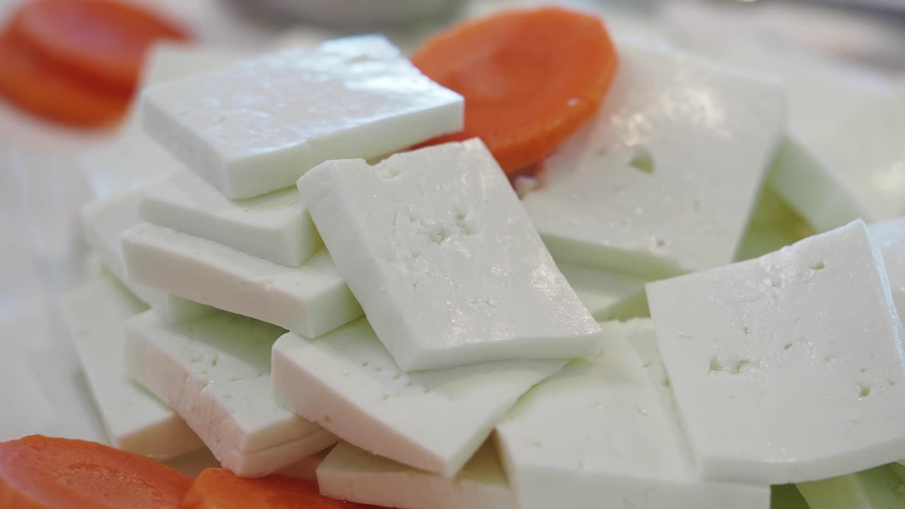 White Cheese Cubes with Carrots