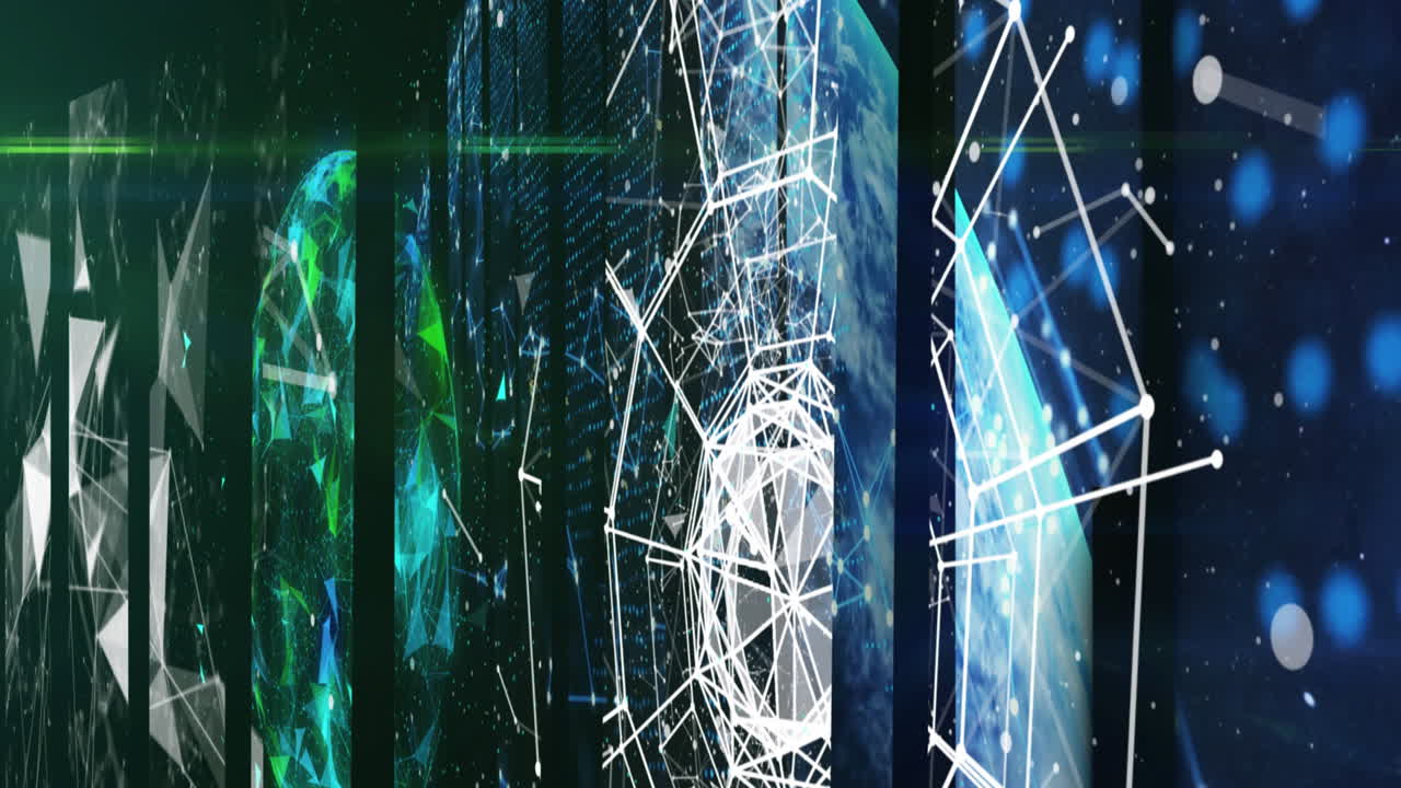 Animation of moving shapes on black background