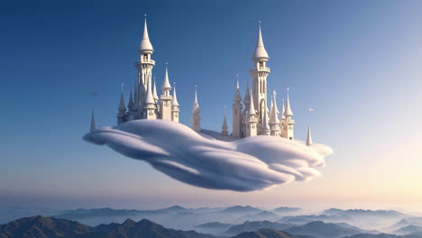 castillo flotante mágico en las nubes