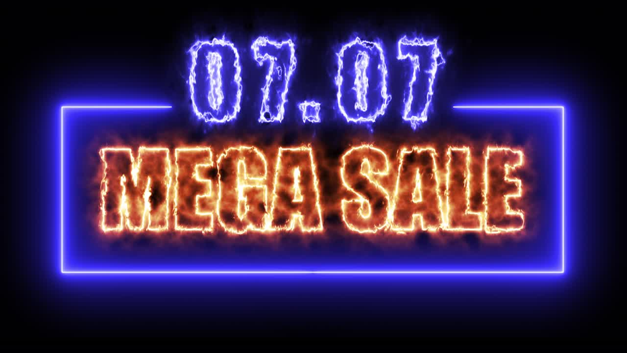 흑색 배경의 다채로운 네온 표지판 배너를 사용하여 프로모션 비디오를 홍보합니다.