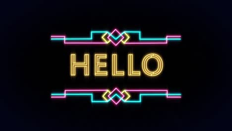 animación del texto de saludo sobre rastros de luz sobre fondo negro