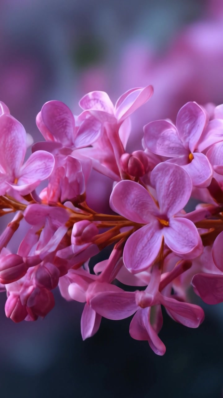 Bunga Lilac Merah Muda Cerah Mekar: Close-up Memukau Kelopak dan Kuncup Bunga yang Rimbun dengan Latar Belakang Lembut Menciptakan Suasana yang Mempesona