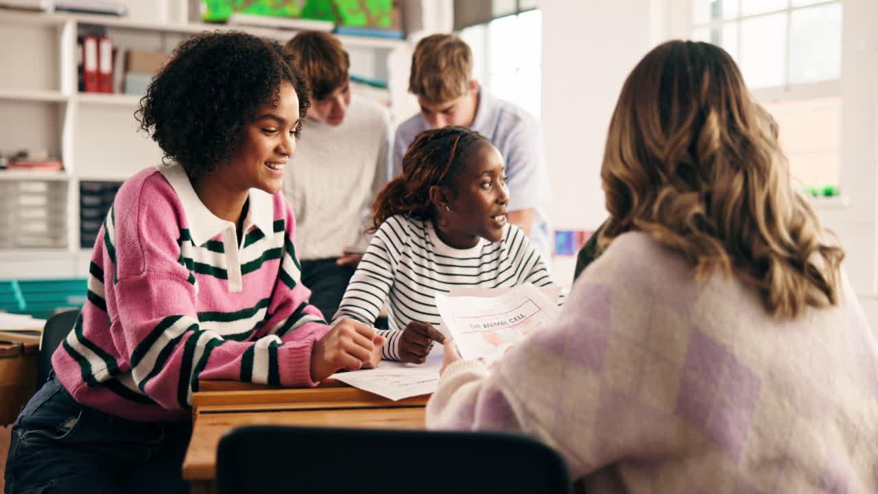High school students collaborating on a school project