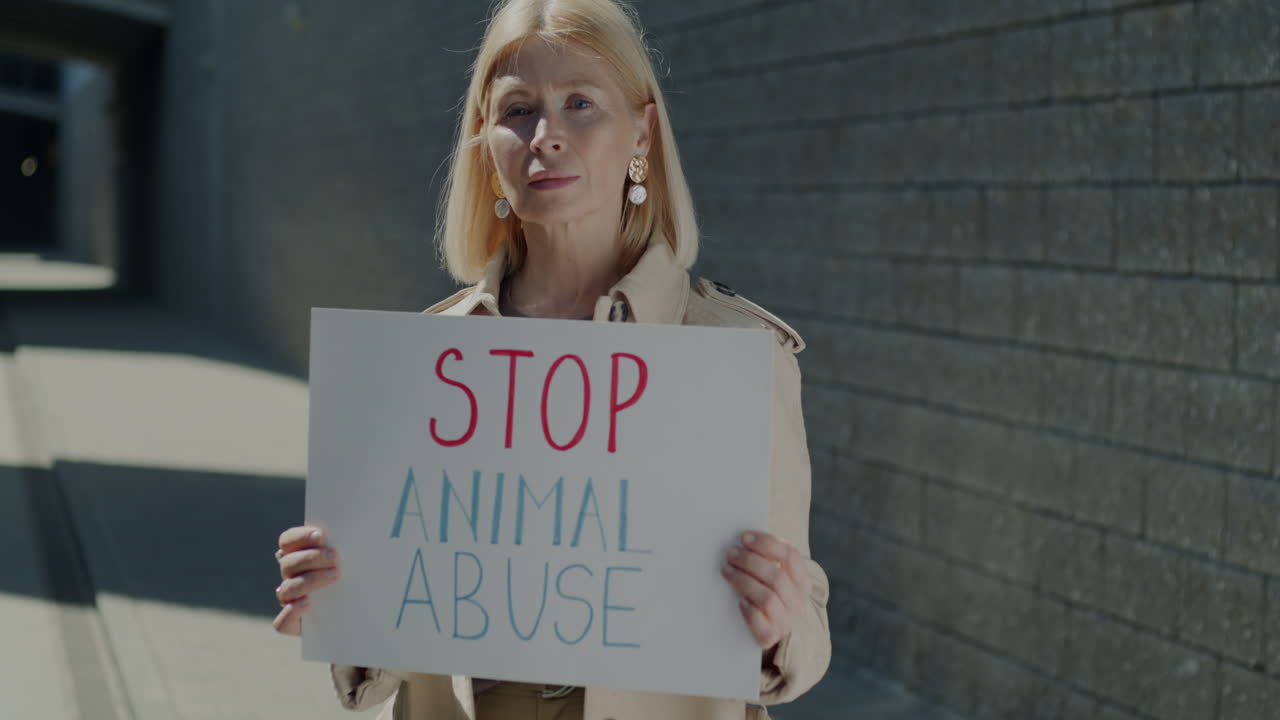 Woman protesting animal abuse