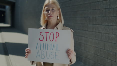 woman protesting animal abuse