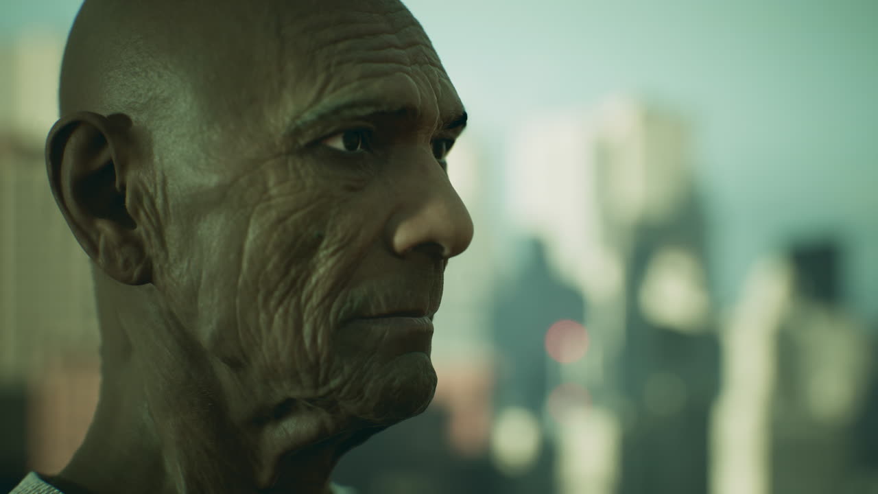 anciano asiático en la ciudad